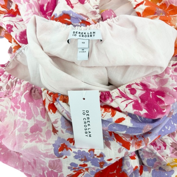 Derek Lam 10 Crosby Laine Floral Linen Puff Sleeve Maxi Dress Size 10 NWT - Picture 15 of 16